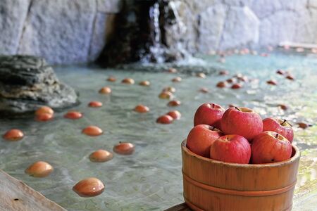 来年3月31日までは、地元特産の「奥久慈りんご」を使ったりんご風呂も楽しめる