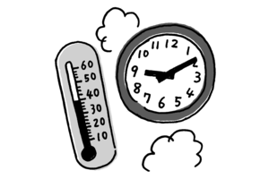 湯温は40度以下、入浴時間は10分(イラスト/伊藤和人)