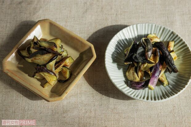なすの甘酢漬け(左)となすの塩漬け(右) 撮影/竹内章雄