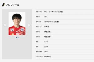 Cocomiとの真剣交際が報じられた小川智大(『J SPORTS』公式サイトより)