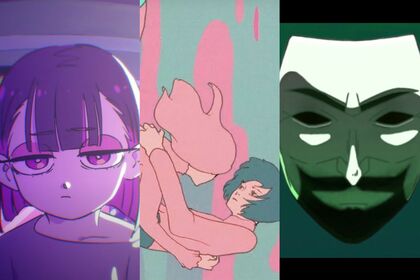 （左から）ずっと真夜中でいいのに。『お勉強しといてよ』、YOASOBI『夜に駆ける』、ヨルシカ『思想犯』（YouTubeより）