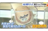 最高額は大谷が実際に使用したボールで、330万円もの価格で販売されている（テレビ愛媛『EBC Live News』より）