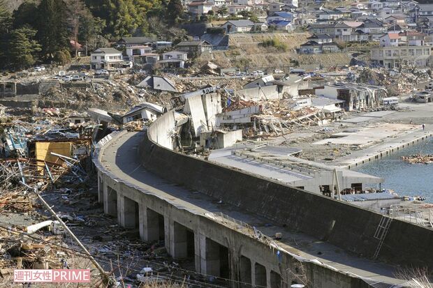 震災で津波に襲われた当時の釜石市