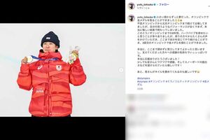 ミラノ・コルティナ五輪のスノーボード男子ハーフパイプで金メダルを獲得した戸塚優斗(本人のインスタグラムより)