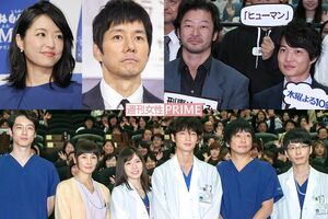 左上から時計回りに、井上真央、西島秀俊、浅野忠信、神木隆之介、『コウノトリ』出演陣