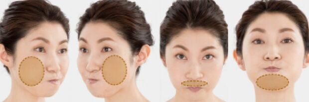 頬の上下左右をふくらませていく。大きく頬をふくらませながら、口から空気がもれないようにすること。それぞれ５秒ずつキープ