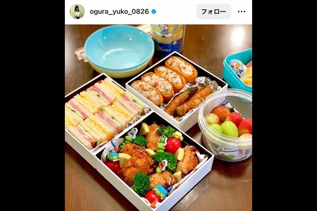 運動会のときの気合弁当。断面が美しいサンドイッチは、売り物のようと話題になった。