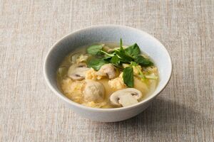 腎臓若返りみそ汁「マッシュルームとクレソンのかき玉みそ汁」