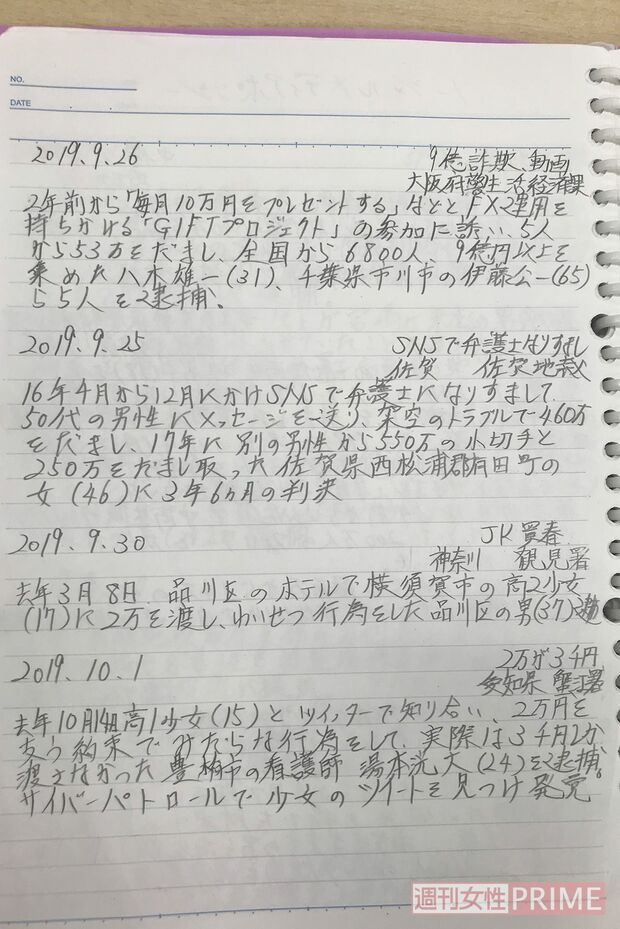 「詐欺」や「売春」事件について記されている