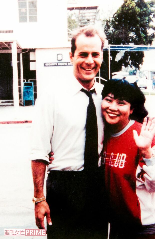 無名時代から知っているブルース・ウィリスはいつ会っても楽しい人。「カオリ、日本にいい毛生え薬はないかい？」と声をかけられる