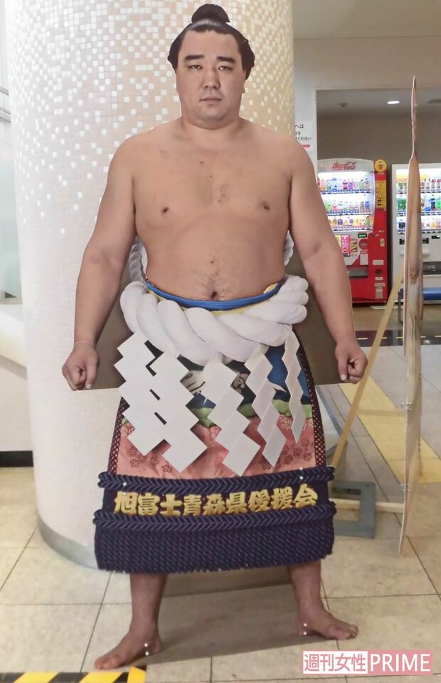 場所内に設置された、日馬富士の等身大パネル