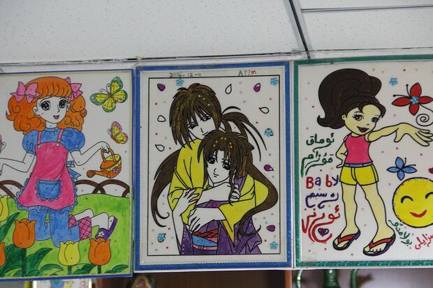 新疆ウイグル自治区カシュガル市の有名サムライ漫画のイラスト（撮影／関上武司）