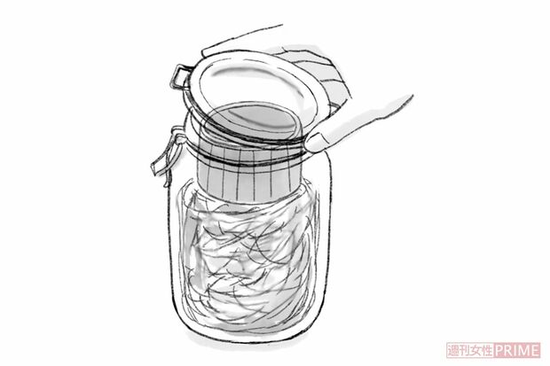 重しをして冷蔵庫で保存し完成！ イラスト／大塚さやか