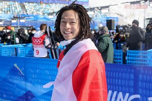 北京五輪スノーボード・ハーフパイプで金メダルを獲得した平野歩夢（JMPA代表撮影）