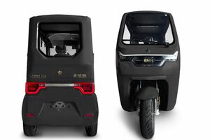 ETT-NEOというモデル。幅約1mのコンパクトサイズ、駐車スペースをとらないので便利。全幅995mm全高1600mm最高速度50km