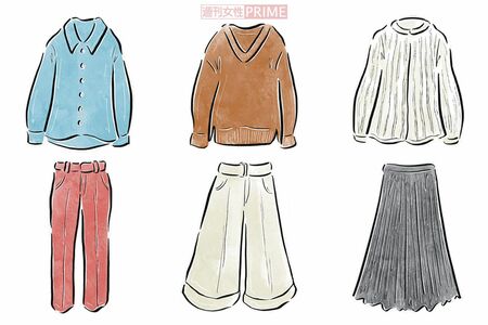 6つのトレンドで旬の装い秋のおしゃれコーデ イラスト/Aspan
