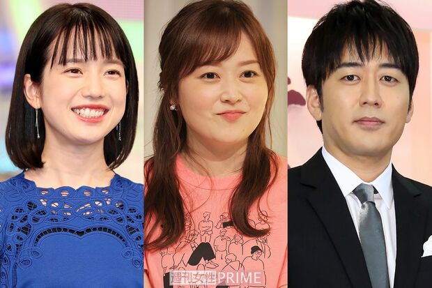 （左から）テレビ朝日・弘中綾香アナ、日本テレビ・水卜麻美アナ、TBS・安住紳一郎アナ