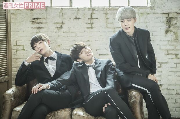 左からV、JUNG KOOK、JIMIN　撮影／廣瀬靖士