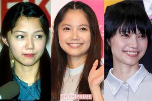 宮崎あおい（左から2001年・16歳、2014年・29歳、2019年・34歳）