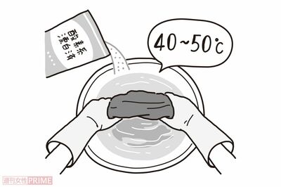 ゾンビ臭がするものは酸素系漂白剤で解消!(イラスト/二階堂ちはる)