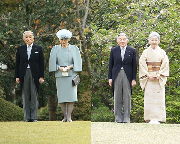  左が2015年春の和装、右が同年秋の洋装