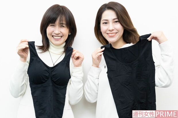 木下千春さん（左）CAORIさん『週刊女性』×『D&M』プロデュースの新感覚“加圧インナー”　撮影／山田智絵