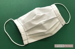 プリーツタイプの布マスク、できあがりサイズは縦約10cm×横約15cm