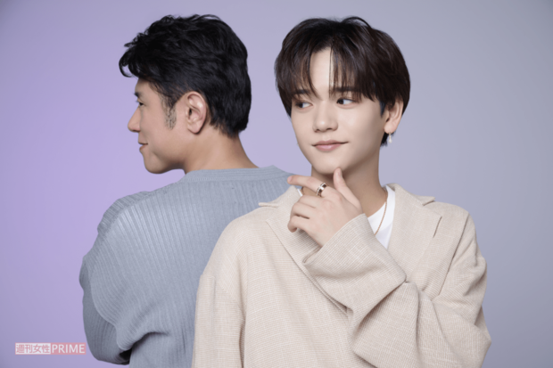 主人公・沖田誠役の原田泰造、大学生・五十嵐大地役の中島颯太（撮影／渡邉智裕）