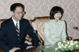 黒田慶樹さんと清子さん（当時、紀宮さま）の婚約会見（2004年12月）