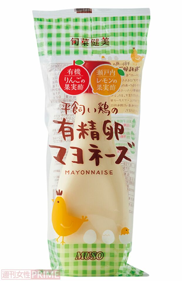 【市販マヨネーズ第2位】平飼い鶏の有精卵マヨネーズムソー／290g入り530円（100gあたり182円）　撮影／山田智絵　※画像をクリックするとAmazonの商品ページにジャンプします。