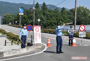 競技会場周辺の道路は広く、関係車両以外の通行を禁じられている＝7月21日、福島県福島市　撮影／牧内昇平