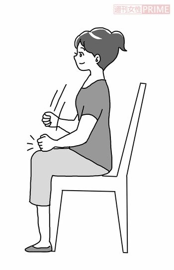 「ひざたたき」やり方2（イラスト／赤松かおり）