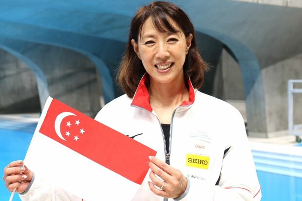 東京アクアティクスセンターにて。8月11日にはシンガポール大会の混合チームテクニカルルーティンの演技も披露　写真提供／スポーツビズ