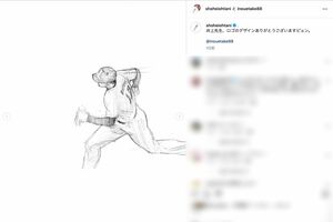 ニューバランスの『大谷シグネチャーモデル』のロゴデザインを漫画家・井上雄彦が描いたことを明かした大谷翔平(本人のインスタグラムより)