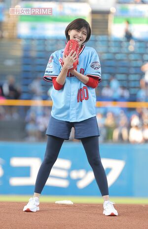 2024年5月、ヤクルト戦が行われた神宮球場で始球式を務めた内田有紀4