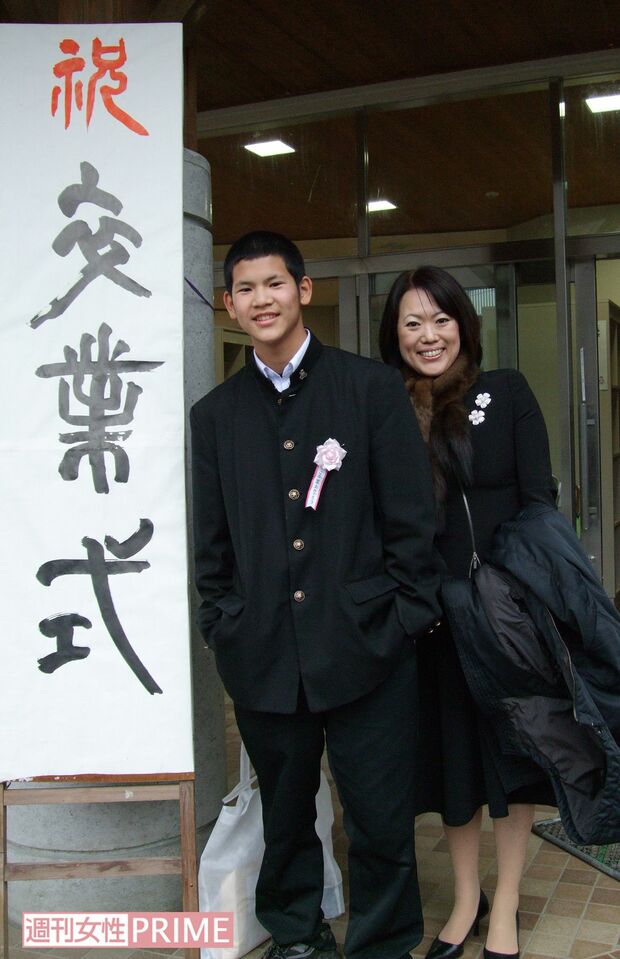 山村留学の卒業式で息子と