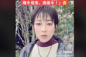 望月衣塑子記者がTikTokに投稿したキラキラ加工された動画