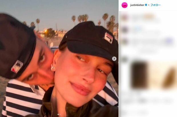 ジャスティン・ビーバーと妻のヘイリー（本人インスタグラムより）