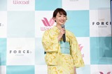 2019年7月、ワコールのイベントでガードルの魅力をPRする新井恵理那