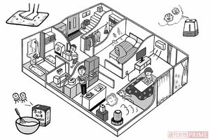 家に潜むカビやダニ（イラスト／アサミナオ）