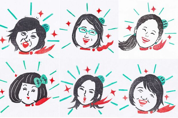 （左から時計回りに）松本明子、光浦靖子（オアシズ）、澤穂希、北斗晶、井森美幸、千秋