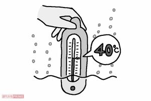 お湯の温度は40度　イラスト／幸内あけみ