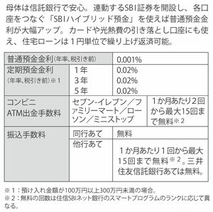 『住信SBIネット銀行』金利や手数料一覧