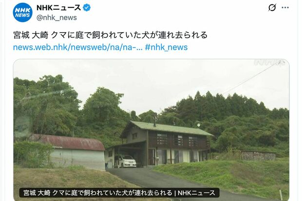 NHKニュースが報じたクマ被害のニュース見出し（公式Xより）