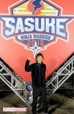 エリア内は撮影禁止。唯一設置されていたフォトスポットで記念撮影した下條雄太郎