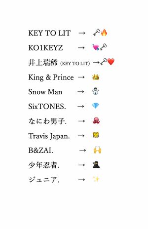 「KEYTOLIT」と「KO1KEYZ」ほか、ファンの間で使われるSTARTOグループの「絵文字」