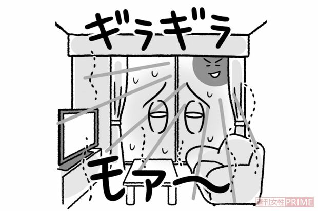真夏の日中は窓の日差しをさえぎるべし（イラスト／上田惣子）