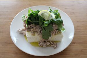 豆腐の豚しゃぶのせ