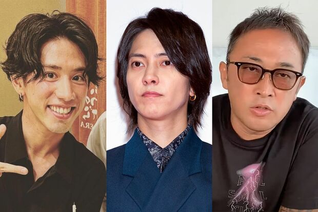 （左から）ONE OK ROCKのTaka（インスタグラムより）、山下智久、ガーシーこと東谷義和氏（YouTubeより）