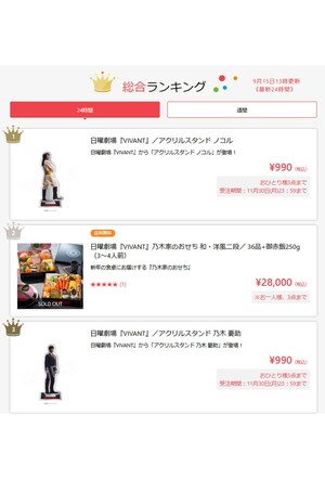 主役を演じる堺雅人を抑えてランキング1位になったノコル役の二宮(TBS SHOPPING公式サイトより)